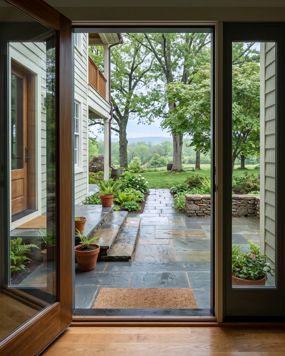 Generated Hollins hardscape planning concept showing a distinct material and outdoor-room inspiration view